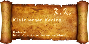 Kleinberger Karina névjegykártya